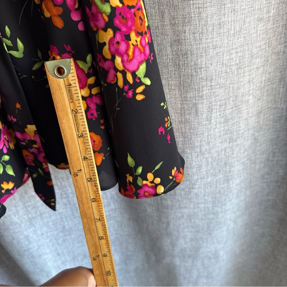 NANETTE women’s 18 W black dress floral knee long sleeve button tie belt color‎ - Picture 11 of 16
